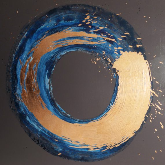 Caroline Banks Art - Energy Dark Ground II - Paint, gesso and copper leaf on canvas