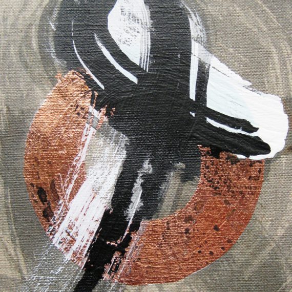 Caroline Banks Art - Remember - Gesso, ink and copper leaf on natural linen board