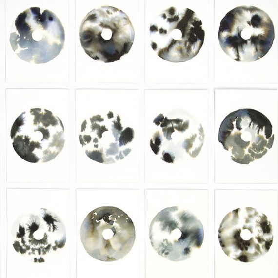 Twenty-five small black bi painting by Caroline Banks