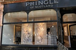 Paintings by Caroline Banks at Pringle of Scotland Mayfair store