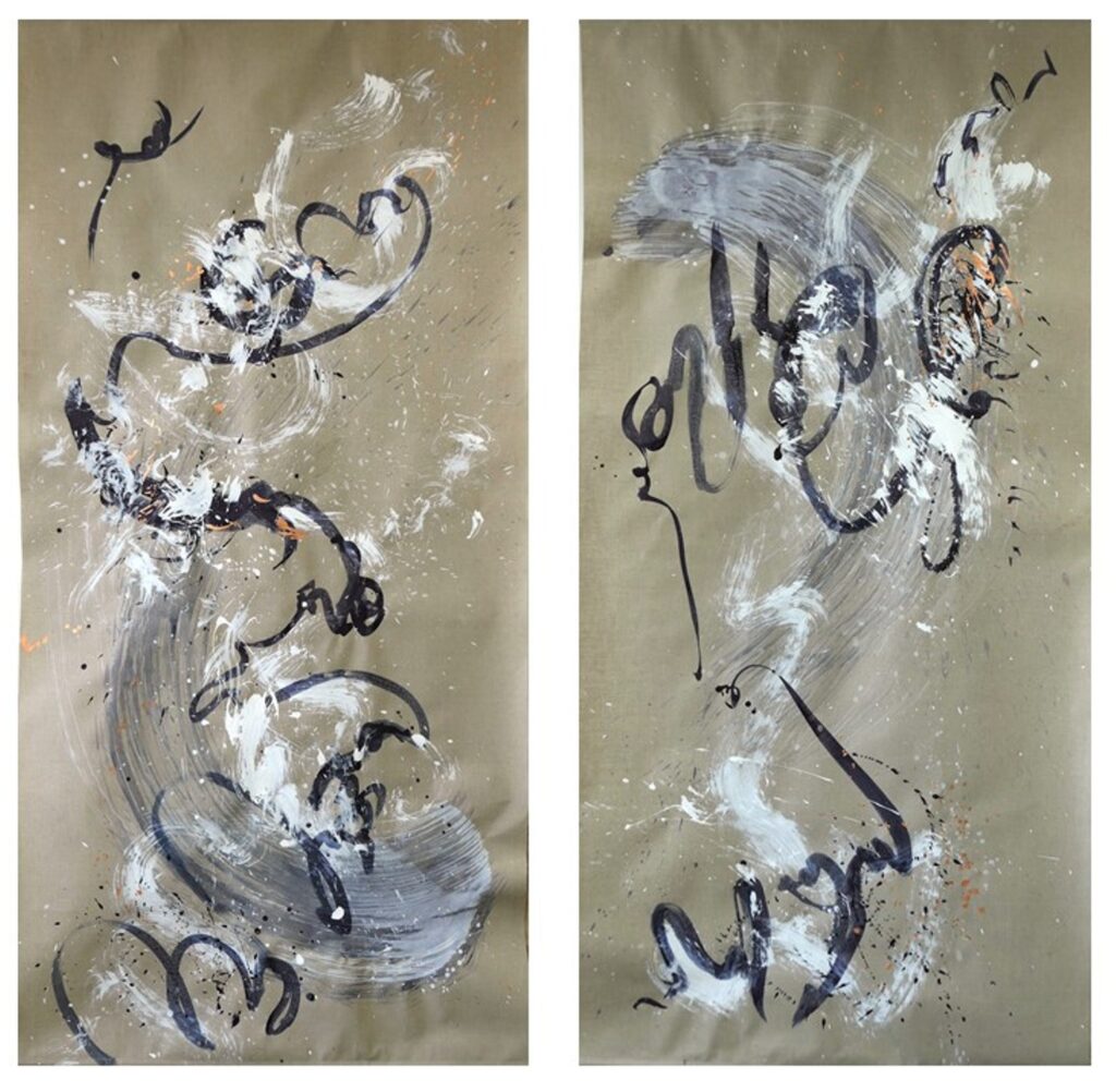 Initial Encounter - Linen Scrolls - pair. Photo by Caroline Banks.