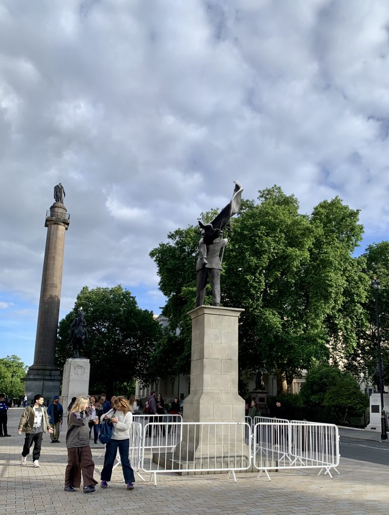 Banksy sculpture in Waterloo Place, London. Photo by Caroline Banks.
