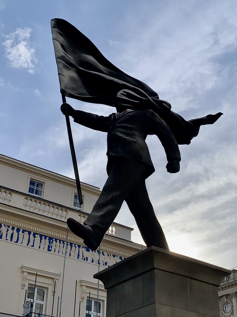 Banksy sculpture in Waterloo Place, London. Photo by Caroline Banks.