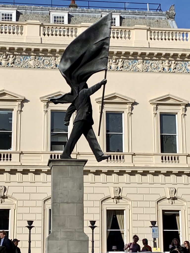 Banksy sculpture in Waterloo Place, London. Photo by Caroline Banks.