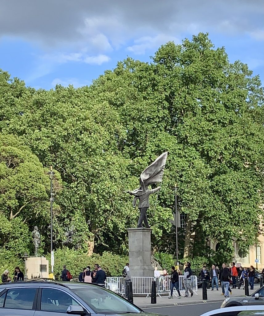 Banksy sculpture in Waterloo Place, London. Photo by Caroline Banks.